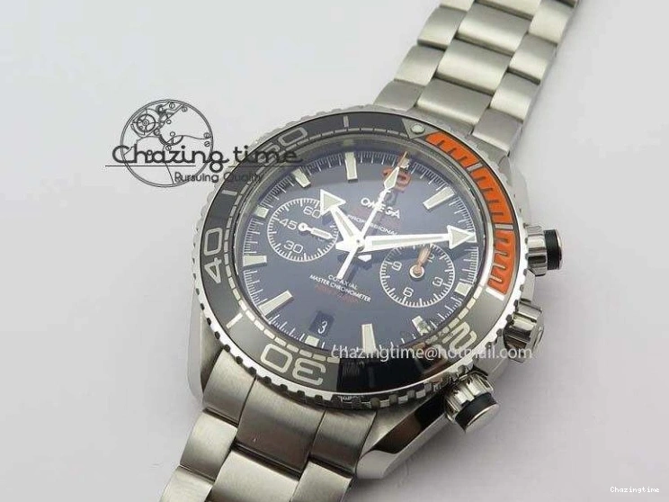 0413 Sustainable Planet Ocean Master Chronometer Chrono SS OM 1:1 Best Edition Black Dial On SS Bracelet A 8179